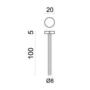 Bevestigingsset M 8 trekker voor buitendeur/CARRE 20MM/100MM INOX PLUS