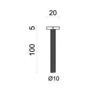 Bevestigingsset M10 trekker voor buitendeur/ROND 20MM/100MM INOX PLUS