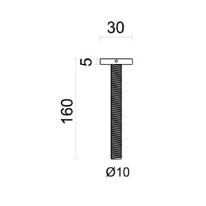 Bevestigingsset M10 trekker voor buitendeur/ROND 30MM/160MM INOX PLUS