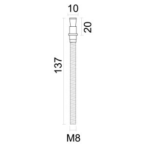 Bevestigingsset voor deurdikte >3CM M8/137MM voor trekker QUBE INOX PLUS