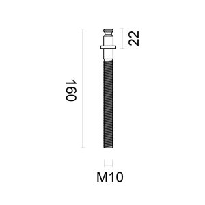 Bevestigingsset voor deurdikte >3CM M10/160MM voor trekker INOX PLUS