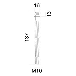 Bevestigingsset voor deurdikte >3CM M10/137MM voor trekker ST INOX PLUS