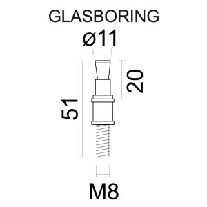 Bevestigingsset voor glasdeur M 8 + Wit plastiek voor trekker QUBE INOX PLUS