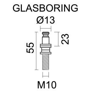 Bevestigingsset voor glasdeur M10 + Wit plastiek voor trekker INOX PLUS