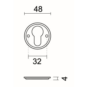 Sleutelplaatje Cilinder rond Retro 48MM PLAT INOX LOOK