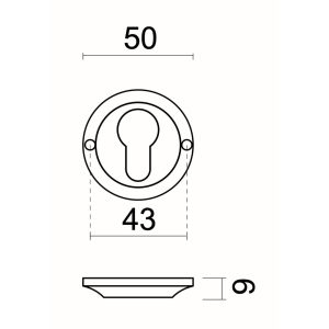 Sleutelplaatje Cilinder rond Retro 50MM CLASSIC INOX LOOK