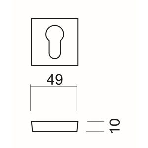 Sleutelplaatje Cilinder Square 48MM INOX LOOK