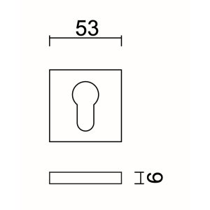 Sleutelplaatje Cilinder Square Shape FLAT INOX PLUS