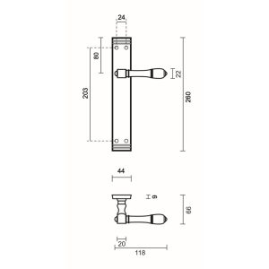 Deurkruk Pro ALDAGONDA KOPER PLAAT+NO KEY