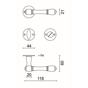 Deurkruk Pro CARRE ROEST ROND R+WC