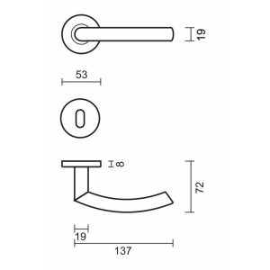 Deurkruk Pro ECO C Shape 19MM INOX 0% Nikkel R+E