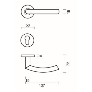 Deurkruk Pro ECO C Shape 19MM INOX 0% Nikkel R+E CYL