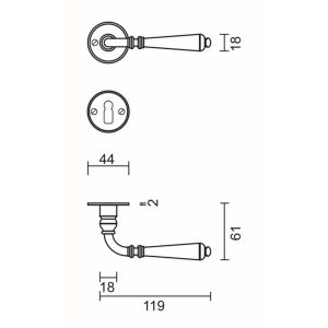 Deurkruk Pro ELEGEANCE ROEST ROND R+E