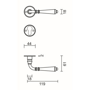 Deurkruk Pro ELEGEANCE ROEST ROND R+E CYL