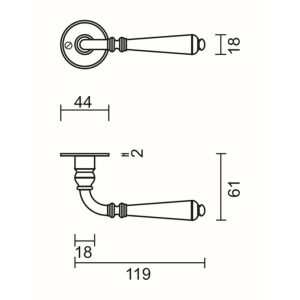 Deurkruk Pro ELEGEANCE ROEST ROND R+NO KEY