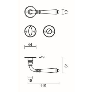 Deurkruk Pro ELEGEANCE ROEST ROND R+WC