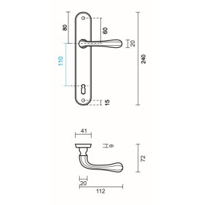 Deurkruk Pro GRETA BRONS PLAAT+KEY 110MM