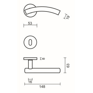 Deurkruk Pro GT SHAPE 19MM INOX PLUS R+E