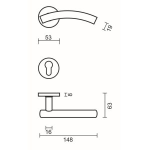 Deurkruk Pro GT SHAPE 19MM INOX PLUS R+E CYL