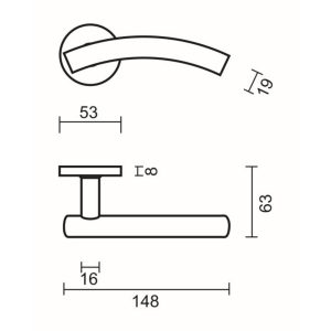 Deurkruk Pro GT SHAPE 19MM INOX PLUS R+NO KEY