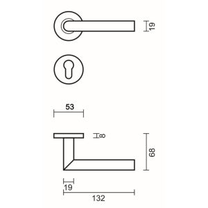 Deurkruk Pro I SHAPE 19MM CLASS 3 INOX PLUS R+E CYL