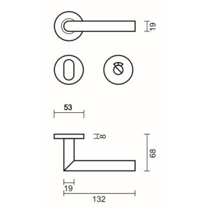 Deurkruk Pro I SHAPE 19MM CLASS 3 INOX PLUS R+WC