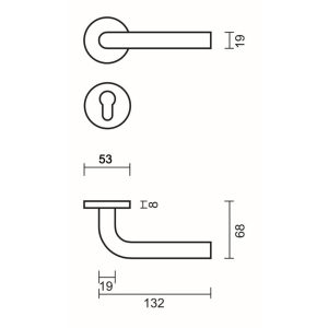 Deurkruk Pro L SHAPE 19MM CLASS 3 INOX PLUS R+E CYL