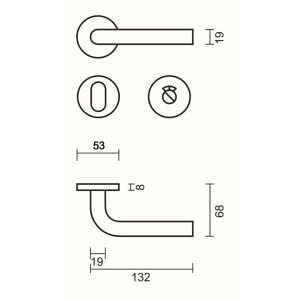 Deurkruk Pro L SHAPE 19MM CLASS 3 INOX PLUS R+WC