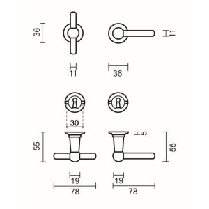 Deurkruk Pro PETRA OM T+L INOX LOOK R+E