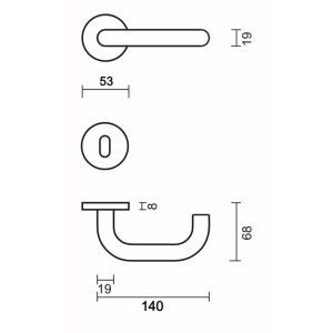 Deurkruk Pro U SHAPE 19MM CLASS 3 INOX PLUS R+E