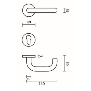 Deurkruk Pro U SHAPE 19MM CLASS 3 INOX PLUS R+E CYL