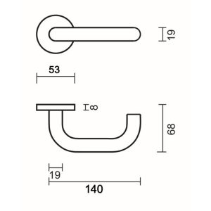 Deurkruk Pro U SHAPE 19MM CLASS 3 INOX PLUS R+NO KEY