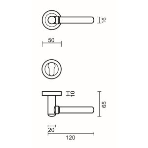 Deurkruk Pro VIA INOX LOOK R+E CYL