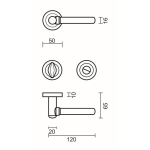 Deurkruk Pro VIA INOX LOOK R+WC