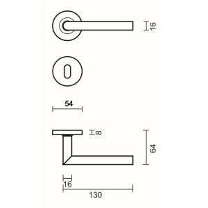 Deurkruk Pro ZERO I SHAPE 16MM INOX R+E