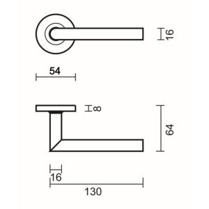 Deurkruk Pro ZERO I SHAPE 16MM INOX R+NO KEY