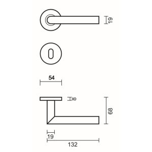 Deurkruk Pro ZERO I SHAPE 19MM INOX R+E