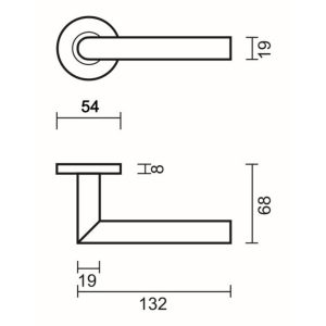 Deurkruk Pro ZERO I SHAPE 19MM INOX R+NO KEY