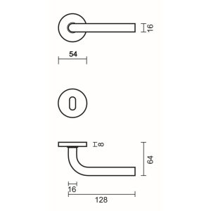 Deurkruk Pro ZERO L SHAPE 16MM INOX R+E