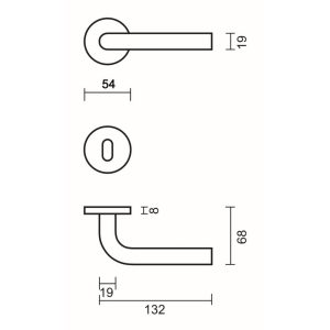 Deurkruk Pro ZERO L SHAPE 19MM INOX R+E