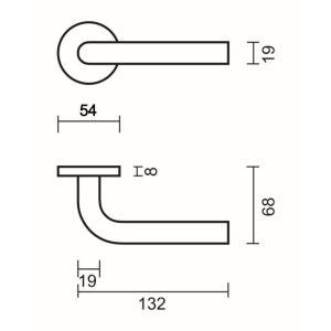 Deurkruk Pro ZERO L SHAPE 19MM INOX R+NO KEY