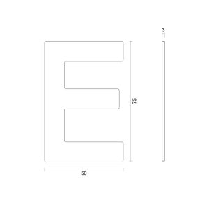 Huisletter Plat klein zelfklevend E INOX PLUS Br 50 x H 75 mm