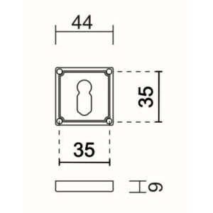 Sleutelplaatje BB SQUARE RETRO 44MM INOX LOOK