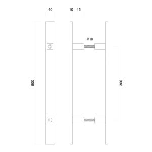 Trekker FLAT 300/500 INOX PLUS PAAR DEURDIKTE>3CM