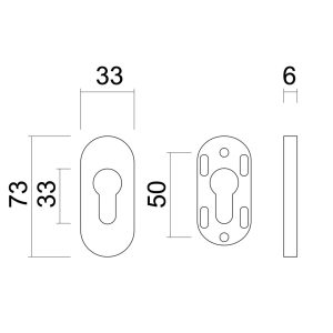 Veiligheidscilinderplaatje OVAAL INOX PLUS 6MM