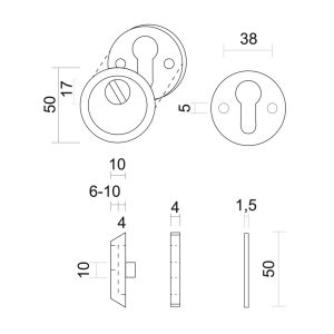 Veiligheidscilinderplaatje SAFE INOX PLUS 6MM