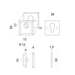 Veiligheidscilinderplaatje SQUARE SAFE INOX PLUS 8MM