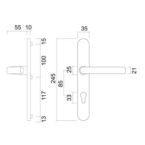 Veiligheidsgarnituur Ovaal KRUK+KRUK INOX PLUS 85MM