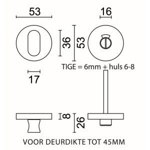 WC garnituur rond SHAPE CLASS 3 INOX PLUS