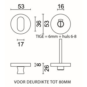 WC garnituur rond SHAPE CLASS 3 INOX PLUS TIGE 120MM